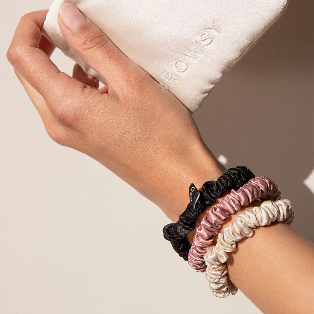 Drowsy Rose, Dusty, Black
Skinny Scrunchie Set
